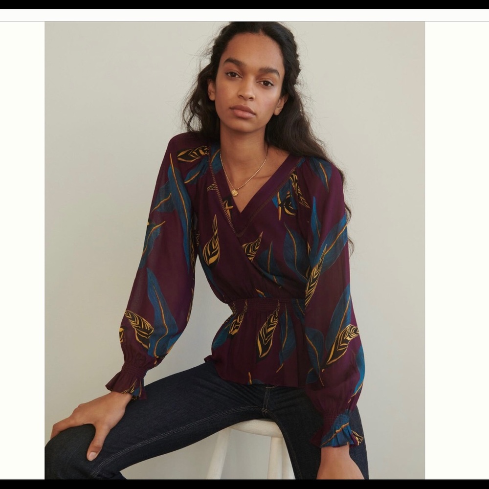 Anthropologie Farm Rio Jennifer Feather Blouse